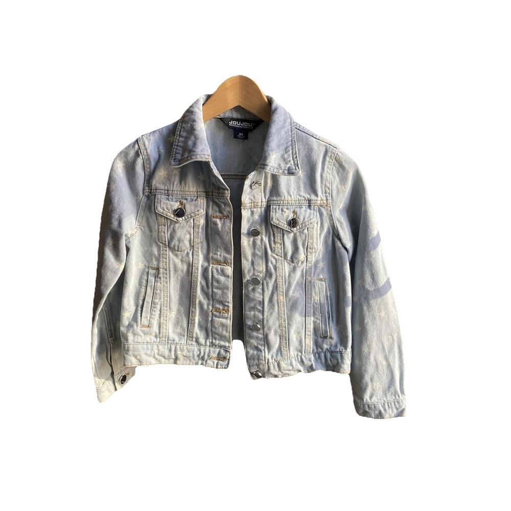 JOUJOU Premium Outerwear Junior Girls Blue Jean Denim Jacket Size Medium